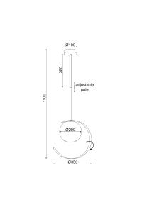 ПЕНДЕЛ 1ΧΕ27  МЕТАЛЕН ЗЛАТО+  ПЕРЛЕ  СТЪКЛО Φ35ΧΗ100CM IPARELLE