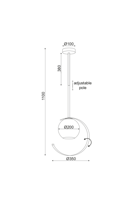 ПЕНДЕЛ 1ΧΕ27  МЕТАЛЕН ЗЛАТО+  ПЕРЛЕ  СТЪКЛО Φ35ΧΗ100CM IPARELLE