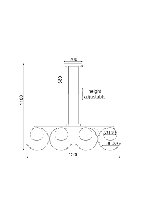 ПОЛИЛЕЙ 4ΧΕ27   МЕТАЛЕН ЗЛАТО+  ПЕРЛЕНО  СТЪКЛО  107Χ15ΧΗ120CM IPARELLE