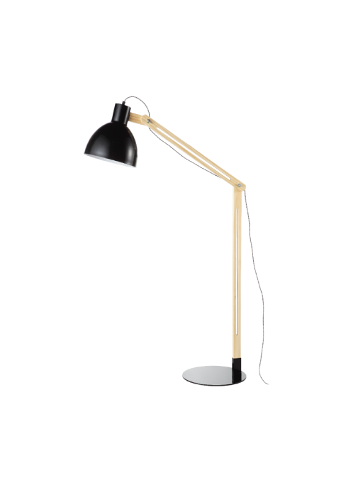 NETTO FLOOR LIGHTING 1ΧΕ27 WOOD+BLACK METAL 65Χ30ΧΗ130CM 