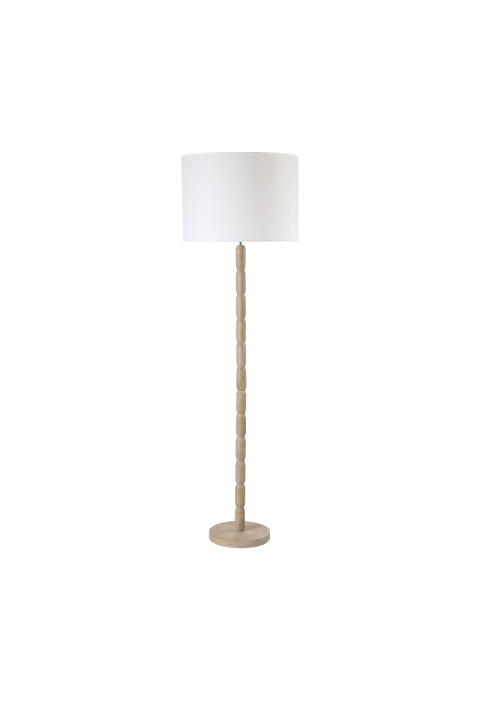 NETTO FLOOR LIGHTING 1ΧΕ27 WOOD+WHITE SHADE Φ45ΧΗ155CM ASSOUAN