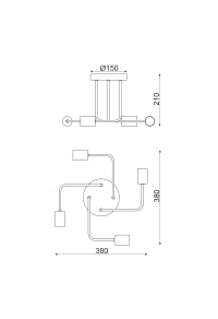 ПЛАФОН 4XE27 ЧЕРЕН МЕТАЛ МАТ Φ44XH21CM COBRA