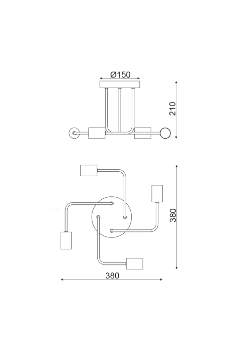ПЛАФОН 4XE27 ЧЕРЕН МЕТАЛ МАТ Φ44XH21CM COBRA