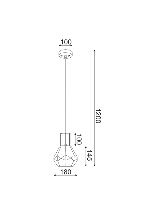 ПЕНДЕЛ 1ΧΕ27 СТЪКЛО ПРОЗРАЧНО+ ЧЕРНО МАТ МЕТАЛ  Φ18ΧΗ120CM DIAMONDRA