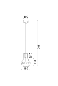 ПЕНДЕЛ 1ΧΕ27 СТЪКЛО ФИМЕ+ ЦВЯТ МЕТАЛ  Φ18ΧΗ120CM DIAMONDRA
