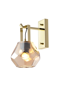 АПЛИК 1ΧΕ27 СТЪКЛО КЕХЛИБАРИ + МЕТАЛ МЕСИНГ Φ18Χ23,5Χ30CM DIAMONDRA