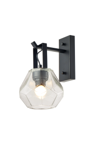 АПЛИК 1ΧΕ27 СТЪКЛО ПРОЗРАЧНО+ ЧЕРНО МАТ МЕТАЛ  Φ18Χ23,5Χ30CM DIAMONDRA