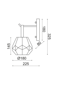 АПЛИК 1ΧΕ27 СТЪКЛО ФИМЕ+ ЦВЯТ МЕТАЛ  Φ18Χ23,5Χ30CM DIAMONDRA
