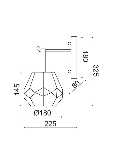 АПЛИК 1ΧΕ27 СТЪКЛО ФИМЕ+ ЦВЯТ МЕТАЛ  Φ18Χ23,5Χ30CM DIAMONDRA