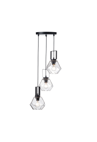 ПОЛИЛЕЙ 3ΧΕ27 СТЪКЛО ПРОЗРАЧНО+ ЧЕРНО МАТ МЕТАЛ Φ30ΧΗ101CM DIAMONDRA