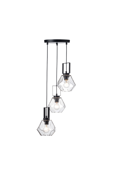 ПОЛИЛЕЙ 3ΧΕ27 СТЪКЛО ПРОЗРАЧНО+ ЧЕРНО МАТ МЕТАЛ Φ30ΧΗ101CM DIAMONDRA
