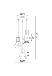 ПОЛИЛЕЙ 3ΧΕ27 СТЪКЛО ПРОЗРАЧНО+ ЧЕРНО МАТ МЕТАЛ Φ30ΧΗ101CM DIAMONDRA