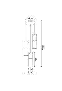 ПОЛИЛЕЙ 3ΧΕ27 ЦБЯТ СТЪКЛО + МЕТАЛ Φ28ΧΗ120CM DEJAVU