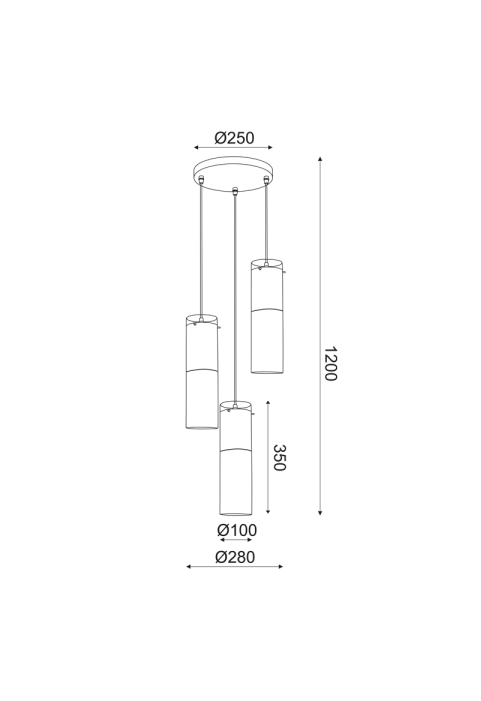 ПОЛИЛЕЙ 3ΧΕ27 ЦБЯТ СТЪКЛО + МЕТАЛ Φ28ΧΗ120CM DEJAVU
