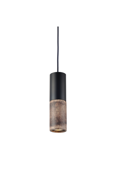 NETTO PENDANT LUMINAIRE 1XGU10 BROWN CLAY + METALLIC BLACK Φ10ΧΗ120CM PLACEBO