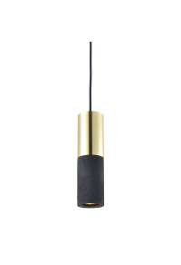 NETTO PENDANT LUMINAIRE 1XGU10 BLACK CLAY + METALLIC BRASS Φ10ΧΗ120CM PLACEBO
