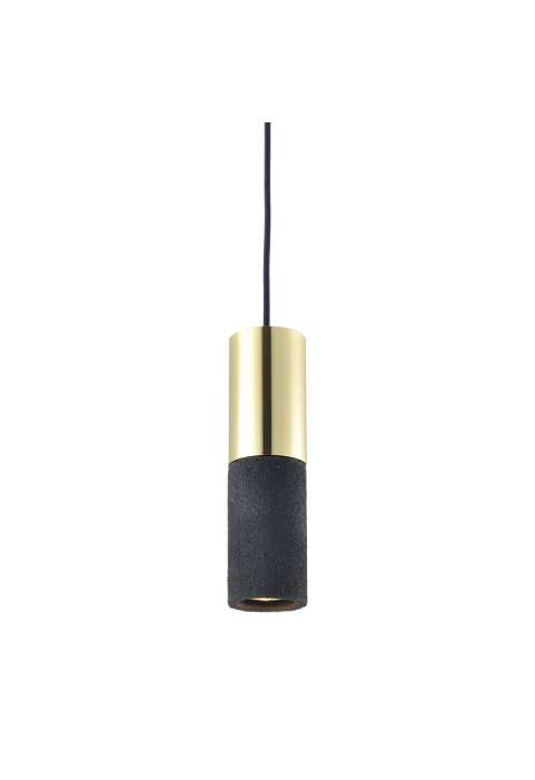 NETTO PENDANT LUMINAIRE 1XGU10 BLACK CLAY + METALLIC BRASS Φ10ΧΗ120CM PLACEBO