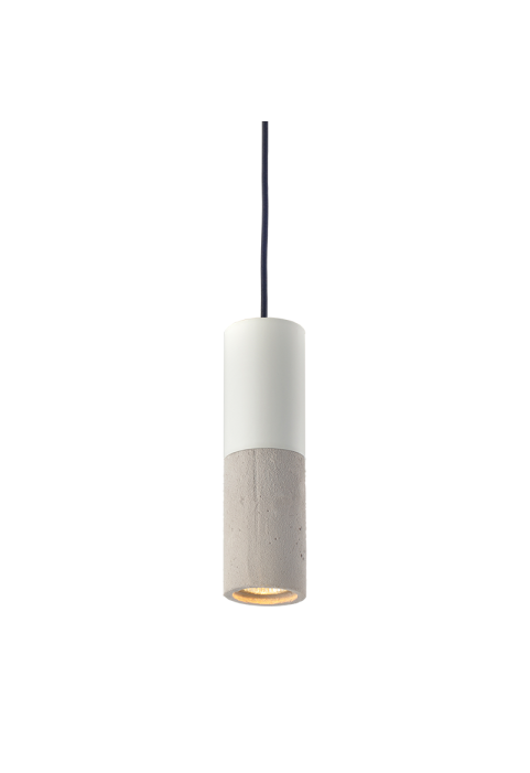 NETTO PENDANT LUMINAIRE 1XGU10 GREY CLAY + METALLIC WHITE Φ10ΧΗ120CM PLACEBO