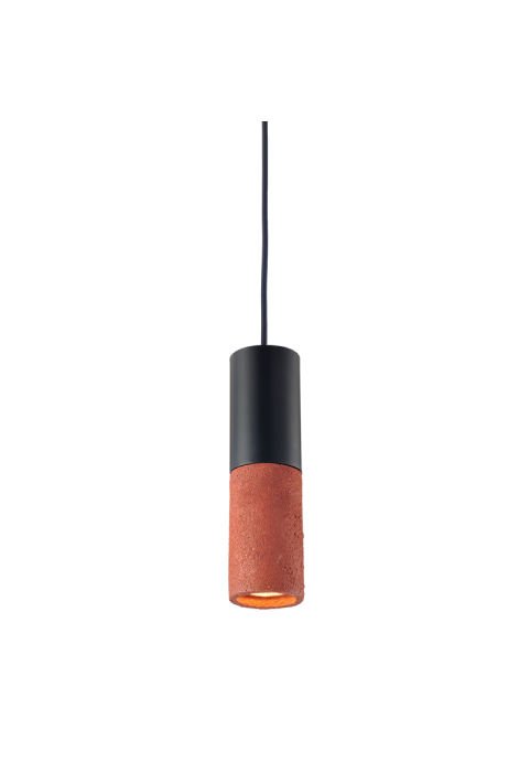 ^ PHASING OUT PENDANT LUMINAIRE 1XGU10 MAROON CLAY + METALLIC BLACK Φ10ΧΗ120CM PLACEBO