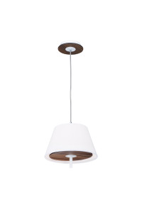 ПЕНДЕЛ 1ΧE27 ЦВЯТ ТЪМНЕН НА ДЪРВО  MDF+БЯЛО АЛУМИН+ПЛАТ Φ28ΧΗ80CM