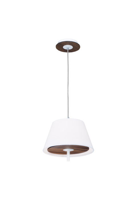 ПЕНДЕЛ 1ΧE27 ЦВЯТ ТЪМНЕН НА ДЪРВО  MDF+БЯЛО АЛУМИН+ПЛАТ Φ28ΧΗ80CM