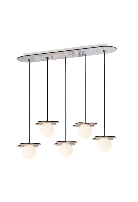 ПЕНДЕЛ 5ΧG9 АНТИКЕ ПАЛ ДЪРВО MDF+ БЯЛО СТЪКЛО  63Χ15ΧΗ60CM