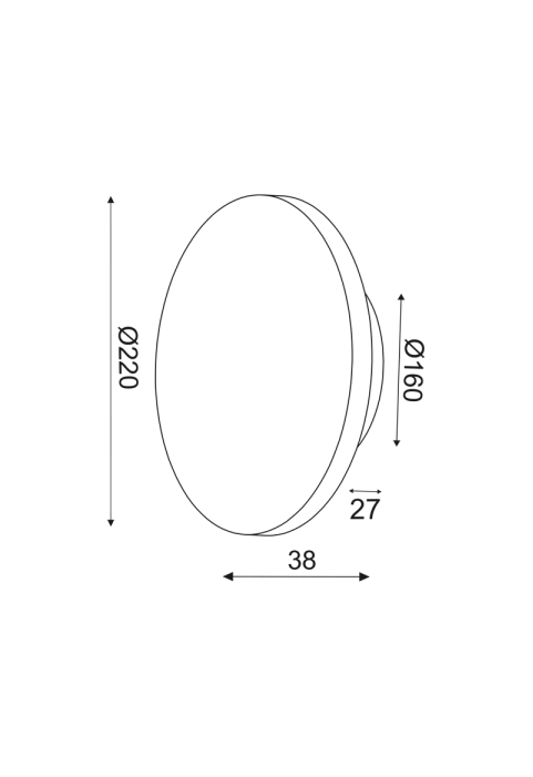 АПЛИК ЛЕД  10W 3000Κ ЦВЯТ СВЕТЛО ДЪРВО MDF КРЪГ Φ22XH3,6CM ECLIPSE