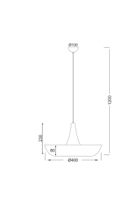 ПЕНДЕЛ 1ΧΕ27 БЯЛ МЕТАЛ Φ40ΧΗ120CM SOBRERO