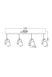 ОСВЕТИТЕЛНО ТЯЛО  4ΧΕ27 ЧЕРНО МЕТАЛНО 17X105XH38CM POMPEII