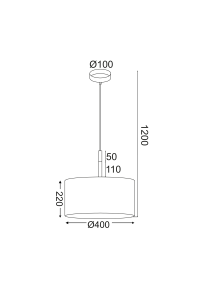 ПЕНДЕЛ YASMINE / PENDANT LAMP 1XE27 WHITE METAL WOODEN BASE/SHADOW Φ40XH120CM YASMINE