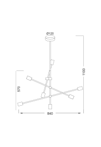 ПОЛИЛЕЙ  7ΧΕ27 ЧЕРНО МЕТАЛНО Φ80ΧΗ130CM LUTHER