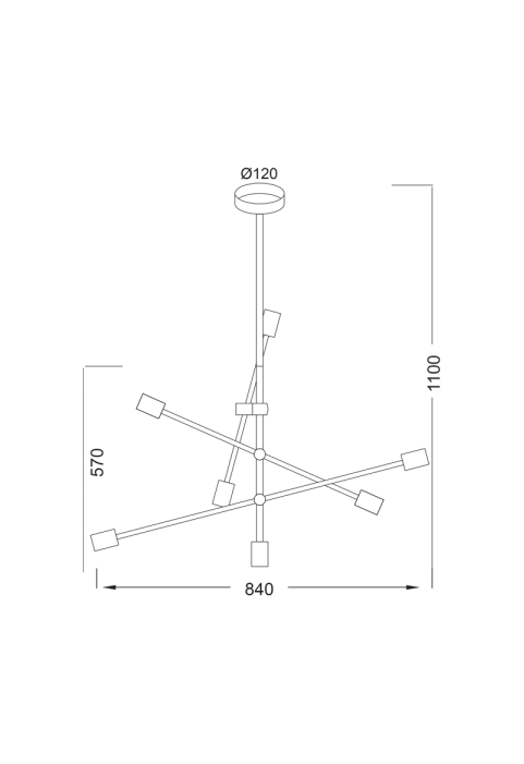 ПОЛИЛЕЙ  7ΧΕ27 ЧЕРНО МЕТАЛНО Φ80ΧΗ130CM LUTHER