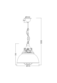 ПЕНДЕЛ 1ΧΕ27 ЧЕРНО МЕТАЛНО +СТЪКЛО Φ31ΧΗ120C SEGA