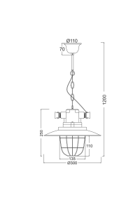 ПЕНДЕЛ 1ΧΕ27 ЧЕРНО МЕТАЛНО +СТЪКЛО Φ30ΧΗ120C DRILL