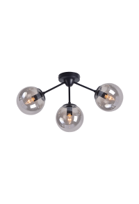ПЛАФОН BOMBAY / CEILING LIGHT 3X14 BLACK METALLIC+TINTED GLASS BOMBAY