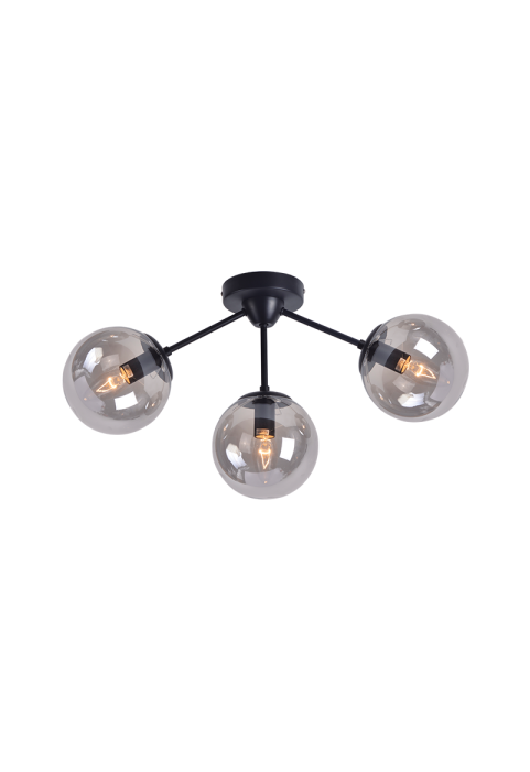 ПЛАФОН BOMBAY / CEILING LIGHT 3X14 BLACK METALLIC+TINTED GLASS BOMBAY