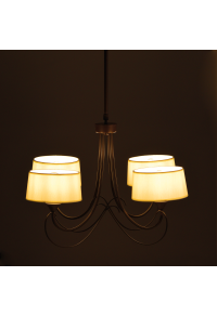NETTO PENDANT 4ΧΕ27 METALLIC BROWN+BEIGE SHADE Φ62XH150CM POIROT