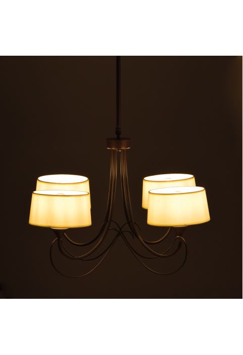 NETTO PENDANT 4ΧΕ27 METALLIC BROWN+BEIGE SHADE Φ62XH150CM POIROT