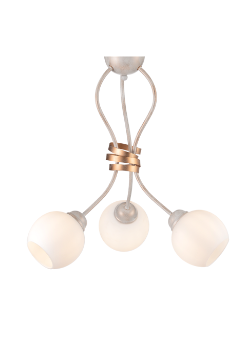 ПОЛИЛЕЙ ACA LIGHTING / CEILING 3XE27 METAL PATINΑ WHITE GOLD+OPAL GLASS Φ48,5ΧΗ53CM FOYER