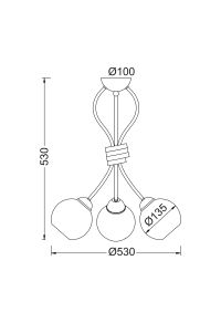 ПОЛИЛЕЙ ACA LIGHTING / CEILING 3XE27 METAL PATINΑ WHITE GOLD+OPAL GLASS Φ48,5ΧΗ53CM FOYER