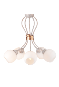 ПОЛИЛЕЙ ACA LIGHTING / CEILING 5XE27 METAL PATINΑ WHITE GOLD+OPAL GLASS Φ48,5ΧΗ53CM FOYER