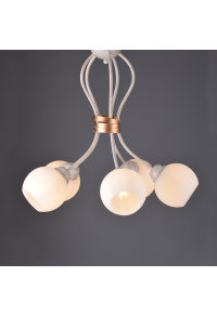 ПОЛИЛЕЙ ACA LIGHTING / CEILING 5XE27 METAL PATINΑ WHITE GOLD+OPAL GLASS Φ48,5ΧΗ53CM FOYER
