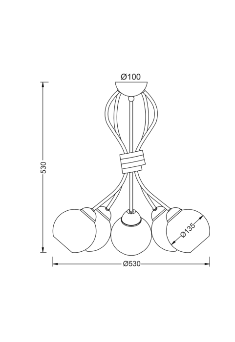ПОЛИЛЕЙ ACA LIGHTING / CEILING 5XE27 METAL PATINΑ WHITE GOLD+OPAL GLASS Φ48,5ΧΗ53CM FOYER
