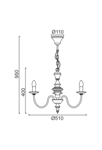 ПОЛИЛЕЙ ACA LIGHTING / 5XE14 METAL RED Φ51ΧΗ95CM ACCRA