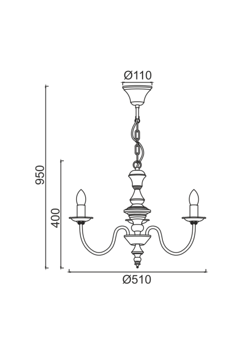 ПОЛИЛЕЙ ACA LIGHTING / 5XE14 METAL RED Φ51ΧΗ95CM ACCRA