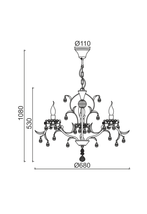 ПОЛИЛЕЙ ACA LIGHTING / 3XE14 METAL PATINΑ WHITE/BLACK+SHADE Φ68ΧΗ108CM SARDINIA