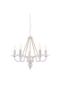 ПОЛИЛЕЙ ACA LIGHTING / 5XE14 METAL PATINΑ WHITE GOLD+CRYSTAL Φ51ΧΗ102CM GEISHA