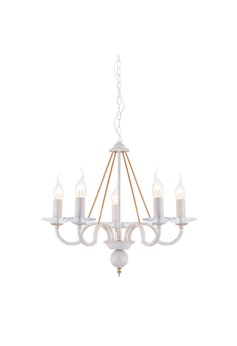 ПОЛИЛЕЙ ACA LIGHTING / 5XE14 METAL PATINΑ WHITE GOLD+CRYSTAL Φ51ΧΗ102CM GEISHA