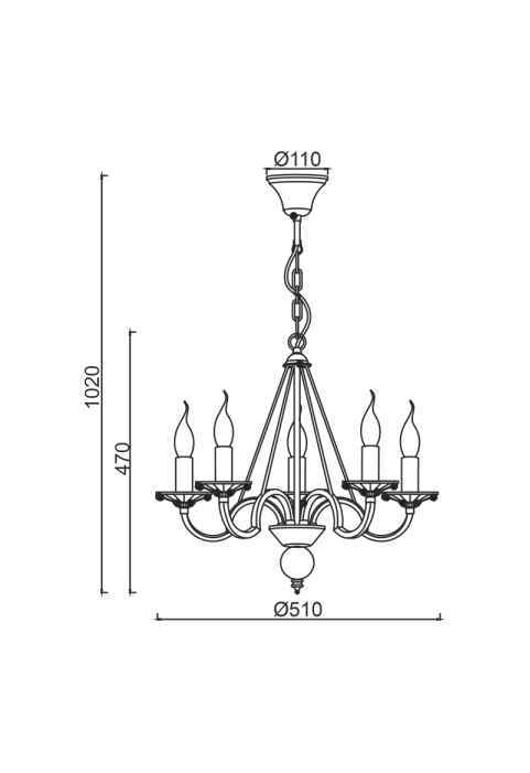 ПОЛИЛЕЙ ACA LIGHTING / 5XE14 METAL PATINΑ WHITE GOLD+CRYSTAL Φ51ΧΗ102CM GEISHA
