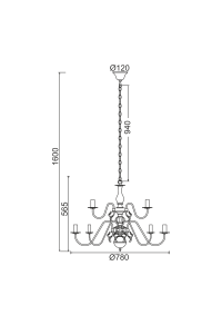 NETTO PENDANT 12XE14 METAL PATINΑ GOLD Φ78ΧH160CM VELVET